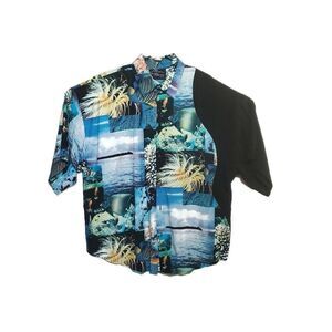 Atlantic Connection Hawaiian Ocean Shirt  Blue L Fits XL XXL tropical Fish